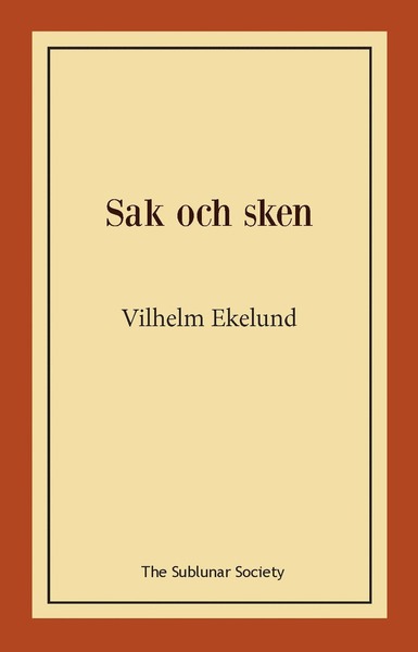 Cover for Vilhelm Ekelund · Sak och sken (Paperback Book) (2020)