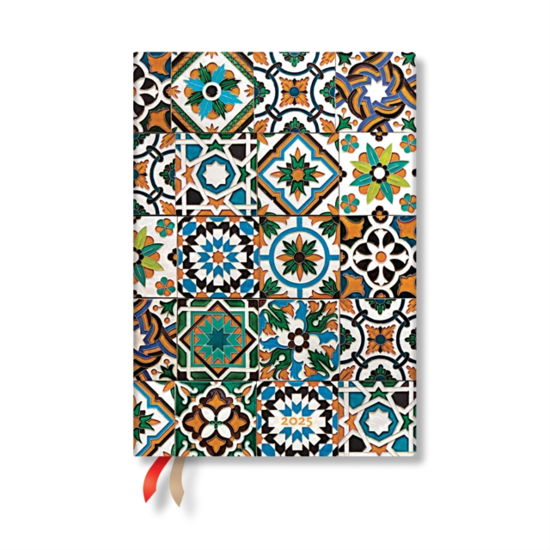 Porto (Portuguese Tiles) Midi 12-month Day-at-a-time Hardback Dayplanner 2025 (Elastic Band Closure) - Portuguese Tiles - Paperblanks - Książki - Little, Brown Book Group - 9781408757673 - 16 lipca 2024