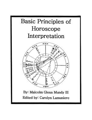 Cover for Mundy, Malcolm Glenn, III · Basic Principles of Horoscope Interpretation (Paperback Book) (2020)