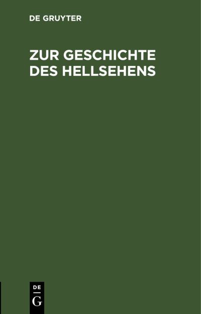 Cover for Moriz Carriere · Zur Geschichte des Hellsehens : Offenes Sendschreiben an Dr. H. Hoffmann Von Nödelheim Als Erwiederung Auf Seine Schrift (Buch) (1901)