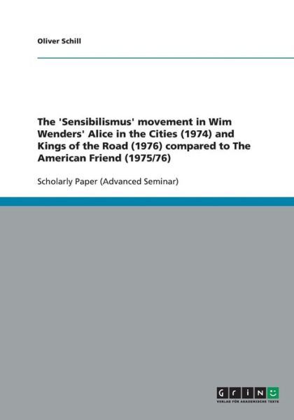 Cover for Schill · The 'Sensibilismus' movement in (Book) (2007)