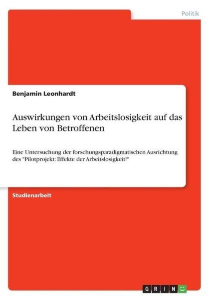 Cover for Leonhardt · Auswirkungen von Arbeitslosig (Bok)