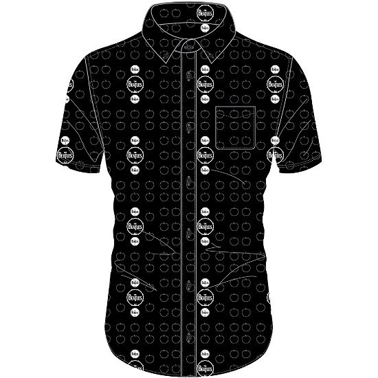 Cover for The Beatles · The Beatles Unisex Casual Shirt: Drum &amp; Apples All-Over-Print (Kläder) [size S] [Black - Unisex edition]
