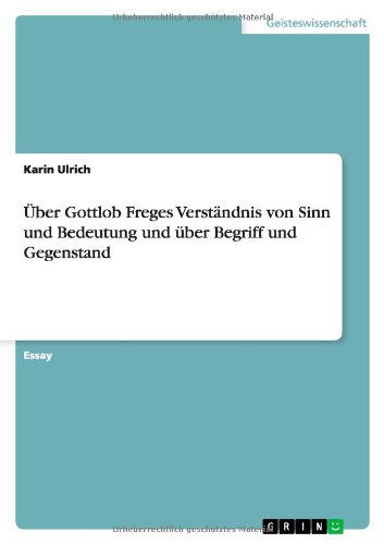 Cover for Ulrich · Über Gottlob Freges Verständnis (Buch) [German edition] (2011)