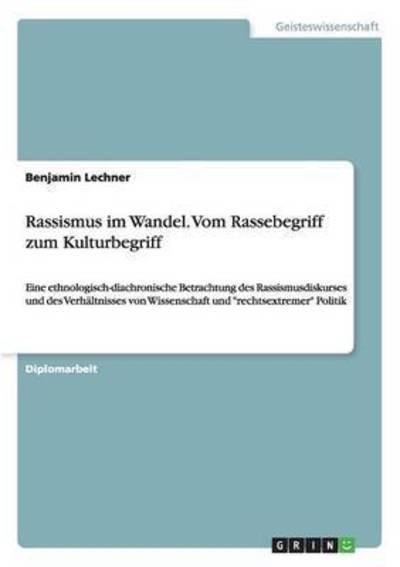 Cover for Lechner · Rassismus im Wandel. Vom Rasseb (Bog) (2016)