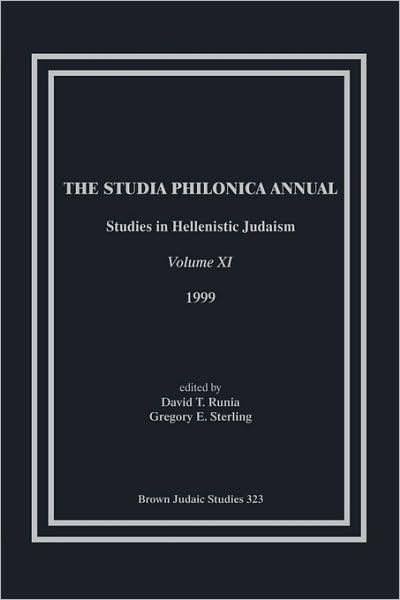 Cover for David T Runia · The Studia Philonica Annual, Xi, 1999 (Paperback Book) (1999)