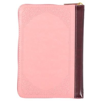 KJV Compact Bible Two-Tone Pink / Burgandy with Zipper Faux Leather - Christian Art Gifts Inc - Libros - Christian Art Gifts Inc - 9781642728675 - 14 de noviembre de 2021
