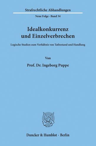 Cover for Puppe · Idealkonkurrenz und Einzelverbrec (Book) (1979)