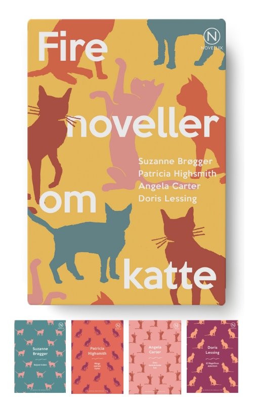 Cover for Suzanne Brøgger, Patricia Highsmith, Angela Carter, Doris Lessing · Noveller fra Novellix: Gaveæske med fire noveller om katte (Hæftet bog) [1. udgave] (2023)
