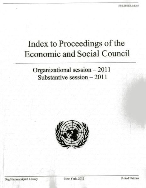 Cover for United Nations · Index to the Proceedings of the Economic and Social Council 2011 (Paperback Bog) (2013)