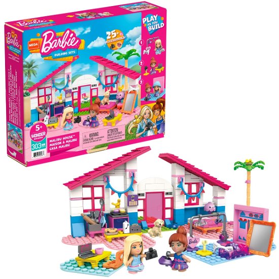 Mega Bloks - MEGA Construx - Barbie Malibu House  - 300PCS - Mattel - Merchandise - Barbie - 0887961945676 - 2023