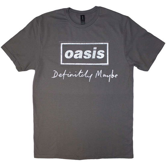 Oasis Unisex T-Shirt: Definitely Maybe Distressed Text Logo - Oasis - Merchandise -  - 5056737271676 - 