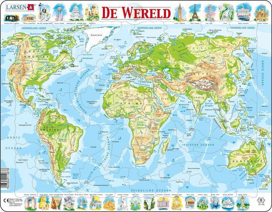 Cover for Larsen Puzzel Kaart · Larsen Puzzel Kaart - Wereld Geografisch (80 Stukjes) (Toys)