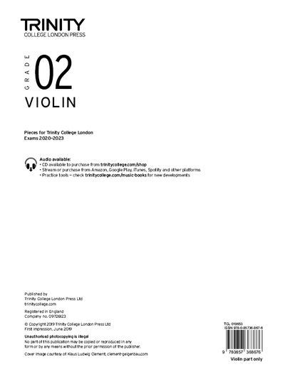 Cover for Trinity College London · Trinity College London Violin Exam Pieces From 2020: Grade 2 (part only) (Partitur) (2019)
