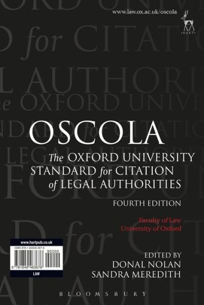 Cover for Nolan Donal · OSCOLA: The Oxford University Standard for Citation of Legal Authorities (Paperback Bog) (2012)