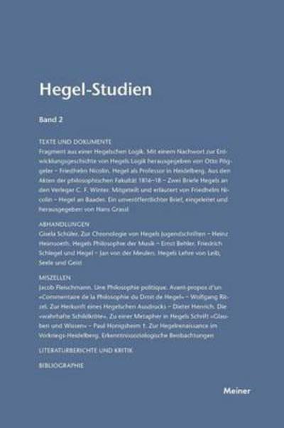Cover for Otto Poeggeler · Hegel-Studien / Hegel-Studien Band 2 (1963) (Taschenbuch) (1963)