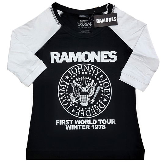 Cover for Ramones · Ramones Ladies Raglan T-Shirt: First World Tour 1978 (T-shirt) [size XXXL] [Black, White - Ladies edition] (2020)