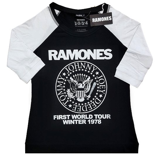 Ramones Ladies Raglan T-Shirt: First World Tour 1978 - Ramones - Mercancía -  - 5056368649677 - 