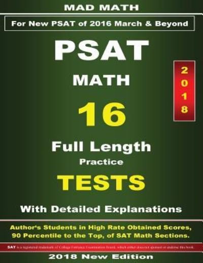 Cover for John Su · 2018 New PSAT Math 16 Tests (Pocketbok) (2018)
