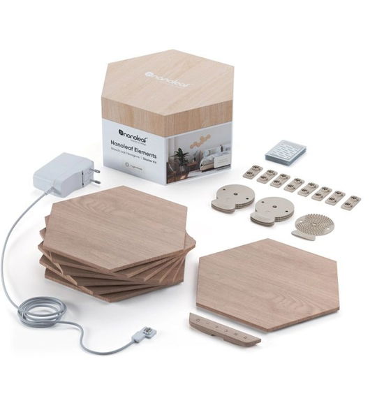 Nanoleaf - Elements - Wood Look Hexagons Starter Kit- 7 Panels - Nanoleaf - Marchandise -  - 0840102701678 - 