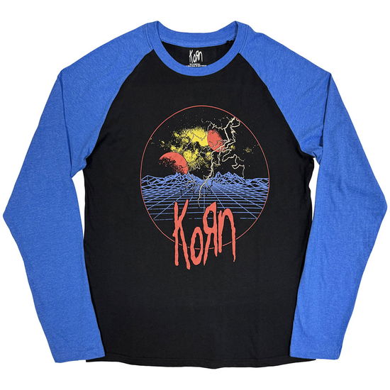 Cover for Korn · Korn Unisex Raglan T-Shirt: Wireframe Space (Black &amp; Blue) (T-shirt) [size XXL] (2025)
