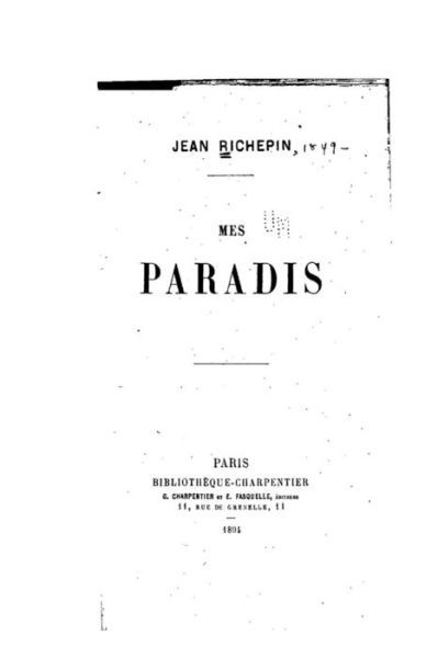Cover for Jean Richepin · Mes Paradis (Pocketbok) (2016)