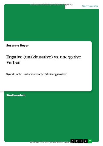 Cover for Beyer · Ergative (unakkusative) vs. unerg (Pocketbok) [German edition] (2012)