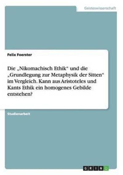 Cover for Foerster · Die &quot;Nikomachisch Ethik&quot; und d (Bog)