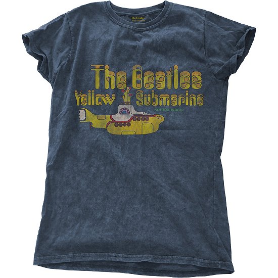 Cover for The Beatles · The Beatles Ladies T-Shirt: Yellow Submarine Nothing Is Real Snow Wash (Wash Collection) (T-shirt) [size M] [Blue - Ladies edition]