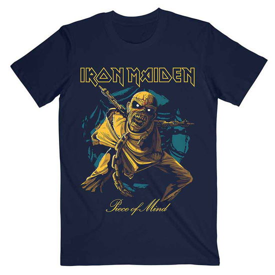 Cover for Iron Maiden · Iron Maiden Unisex T-Shirt: Piece of Mind Gold Eddie (T-shirt) [size L]