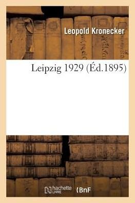 Cover for Kronecker-l · Leipzig 1929 (Paperback Bog) (2016)