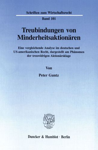 Cover for Guntz · Treubindungen von Minderheitsakti (Book) (1997)