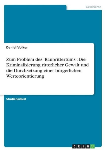 Cover for Volker · Zum Problem des 'Raubrittertums' (Bog)