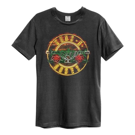 Guns N Roses - Neon Sign Amplified Vintage Charcoal Small T-Shirt - Guns N Roses - Produtos - AMPLIFIED - 5054488468680 - 