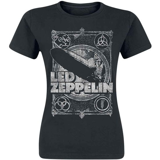 Cover for Led Zeppelin · Led Zeppelin Ladies T-Shirt: Vintage Print LZ1 (Black) (T-shirt) [size S] [Black - Ladies edition] (2018)