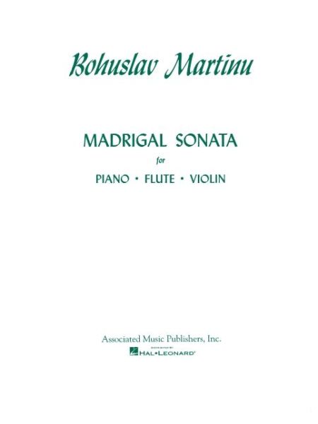 Cover for Bohuslav Martinu · Madrigal Sonata (Paperback Book) (1987)