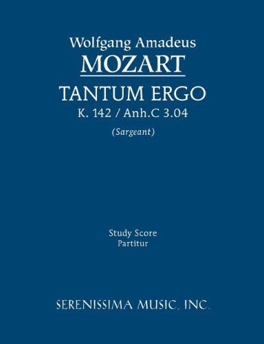 Cover for Wolfgang Amadeus Mozart · Tantum Ergo, K. 142 / Anh.c 3.04 - Study Score (Paperback Book) [Latin edition] (2012)