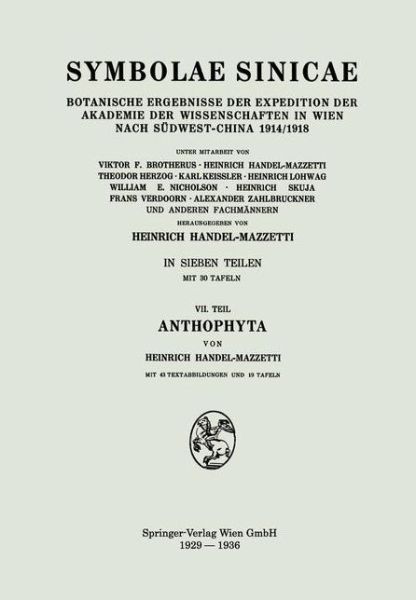Cover for Heinrich von Handel-Mazzetti · Anthophyta (Paperback Book) (1929)