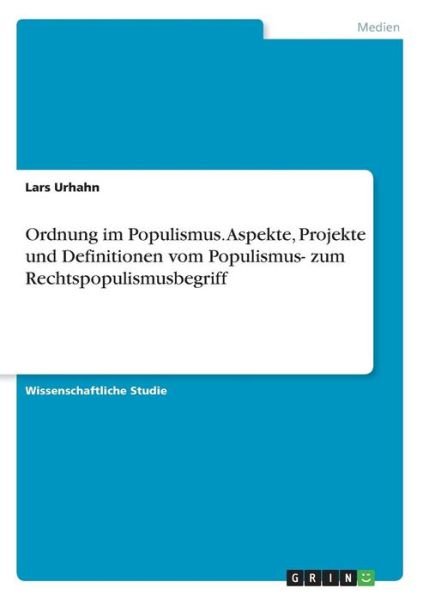 Cover for Urhahn · Ordnung im Populismus. Aspekte, (Book)