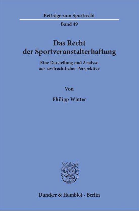 Cover for Winter · Das Recht der Sportveranstalterh (Bog) (2016)