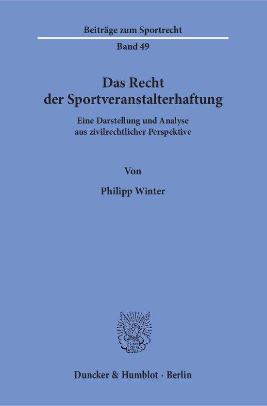 Cover for Winter · Das Recht der Sportveranstalterh (Bog) (2016)