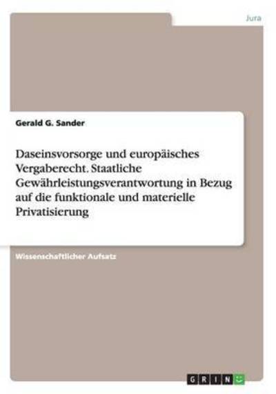 Cover for Sander · Daseinsvorsorge und europäisches (Book) (2015)