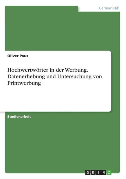 Cover for Paus · Hochwertwörter in der Werbung. Dat (Bog)