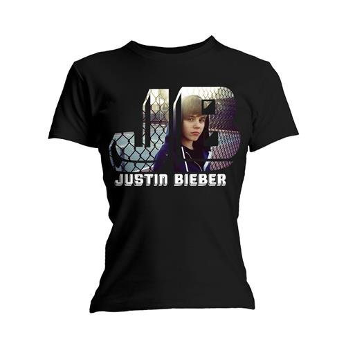 Cover for Justin Bieber · Justin Bieber Ladies T-Shirt: Photo Black (Skinny Fit) (T-shirt) [size S] [Black - Ladies edition]