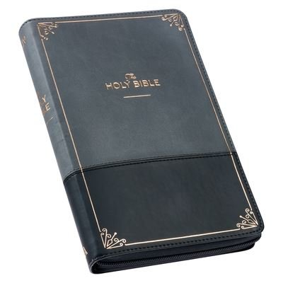 Cover for Christian Art Gifts Inc · KJV Deluxe Gift Bible Two-Tone Black / Gray with Zipper Faux Leather (Leather Book) (2021)