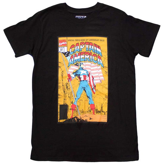 Marvel Comics Unisex T-Shirt: Captain America 50th Comic Cover (Black) - Marvel Comics - Merchandise -  - 5056737239683 - February 26, 2024