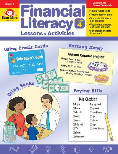 Cover for Evan-Moor Corporation · Financial Literacy Lessons and Activities, Grade 4 - Teacher Resource (Book) (2023)