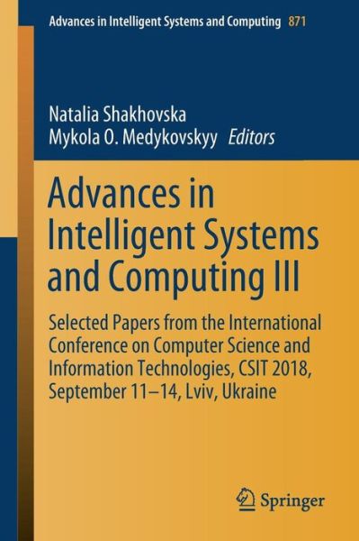 Cover for Advances in Intelligent Systems and Computing III (Book) [1st ed. 2019 edition] (2018)