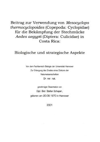 Cover for Stefan Schaper · Beitrag zur Verwendung vo Mesocyclopsthermocyclopoides (Paperback Book) [German edition] (2001)