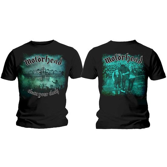 Motorhead Unisex T-Shirt: Clean Your Clock Green (Back Print) - Motörhead - Merchandise - Global - Apparel - 5055979950684 - 